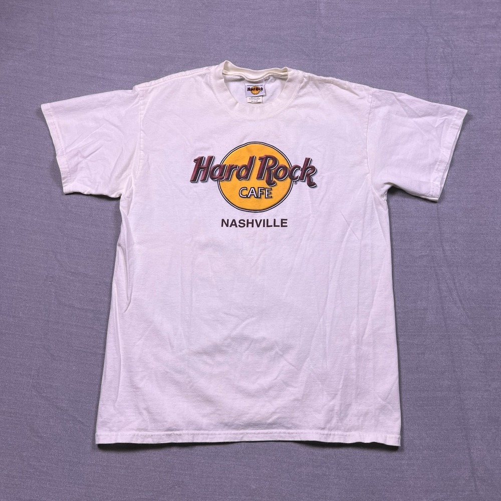 Hard Rock Cafe Nashville Graphic Crew Neck T Shirt Mens Size M White Cotton